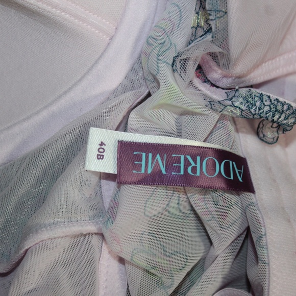 Adore Me Pastel Floral Sheer Lace Bustier with Garters.  Sz. 40B - Picture 10 of 10